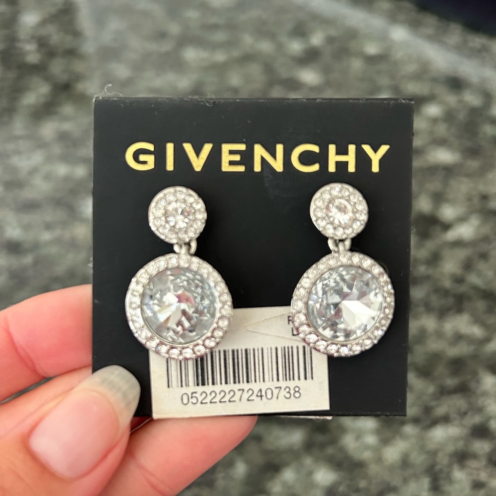 Givenchy Silver and Crystal Round Earrings